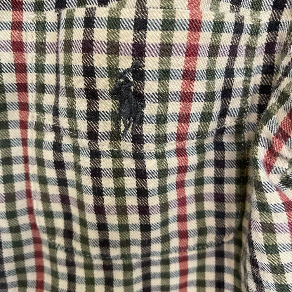 Ralph Lauren 100% cotton long sleeves button down plaid shirt 6-12 M